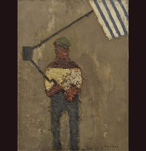 図版：「ブラインドを降ろす男」100×73,5cm